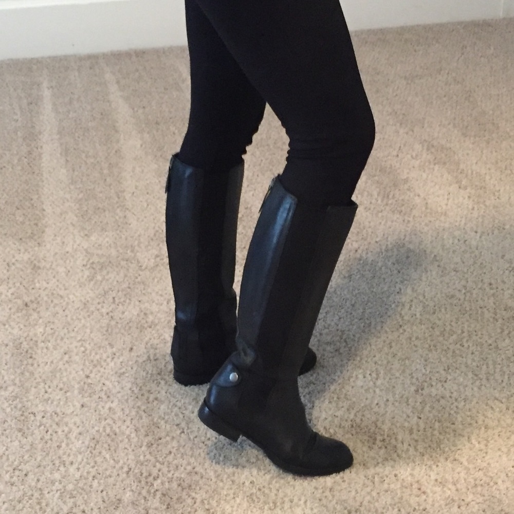 Franco Sarto Black Leather Knee-High Boots